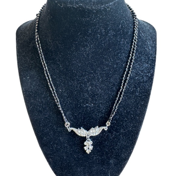 Source Unknown Jewelry - 💎Elegant Black Beaded chain with Silver with Crystal Accents